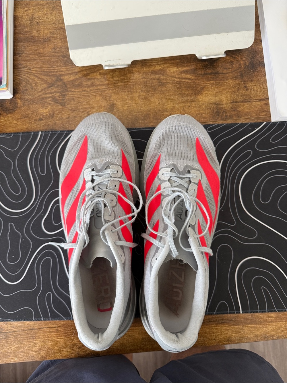 adidas Men's Sneakers - Gray with Red Stripes